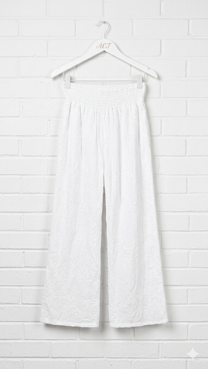 Pantalon palazzo bordado suizo+4 colores