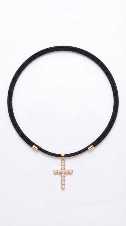 Collar de Cordón Magnético Cruz Perlada +1 color