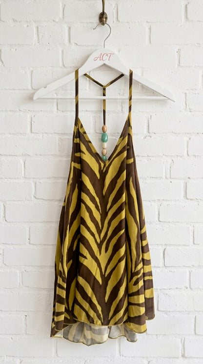 Top Tirantes Cebra Con Cuentas +2 colores