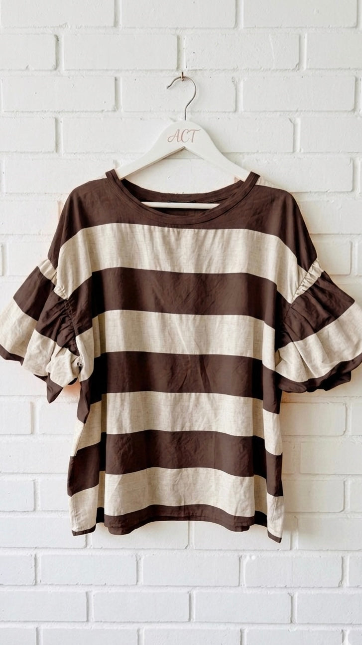 Blusa de rayas con manga farol +3colores