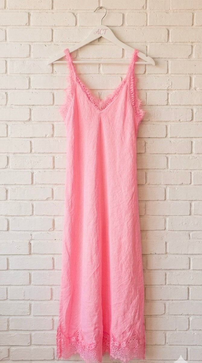 Vestido lencero de lino flúor +1color