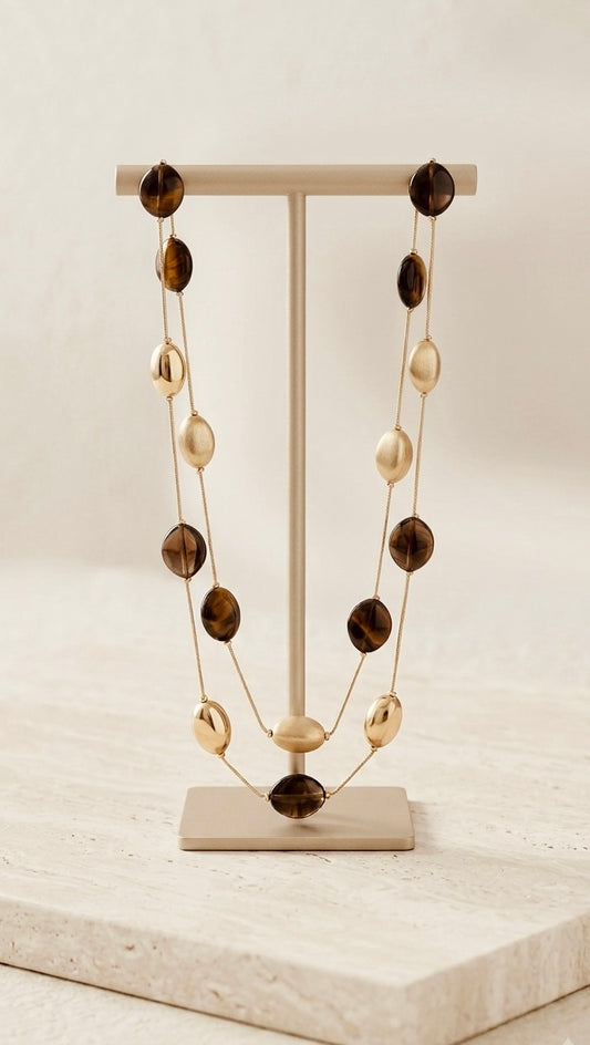 Collar Doble Ámbar & Dorado