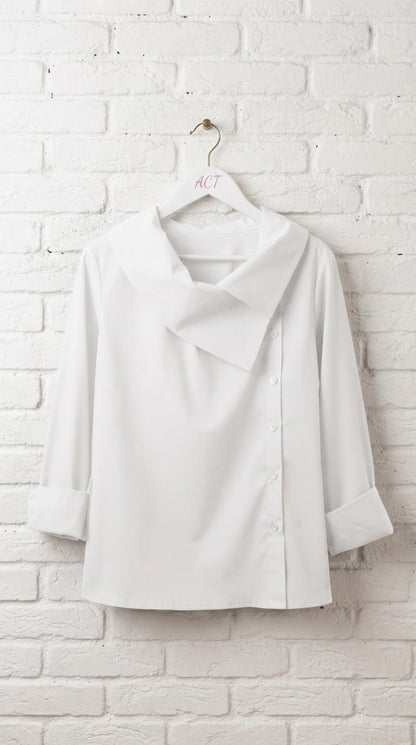 Camisa Asimétrica de Cuello Escultural + 2 colores