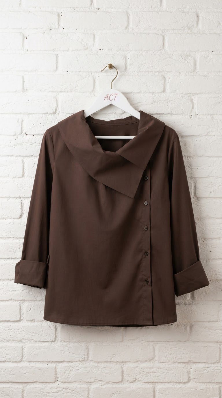 Camisa Asimétrica de Cuello Escultural + 2 colores